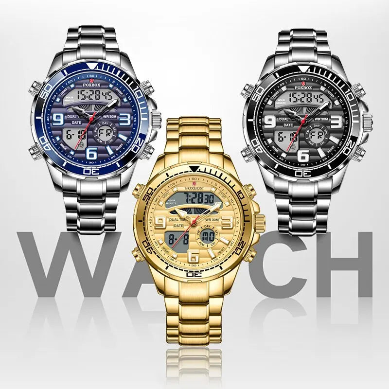 2024 Top Brand Luxury Digital Mens Watches Top Luxury Sport Quartz Wristwatch For Men All Steel Military Waterproof Clock+Box-EXPROTAS