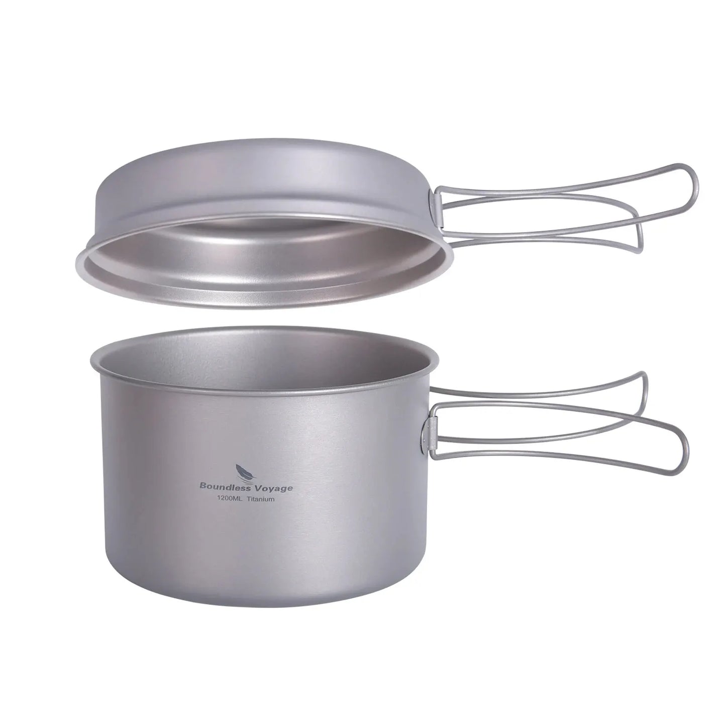 Boundless Voyage Titanium Pot Pan Set with Folding Handles Camping Cookware Hiking Outdoor Tableware-EXPROTAS