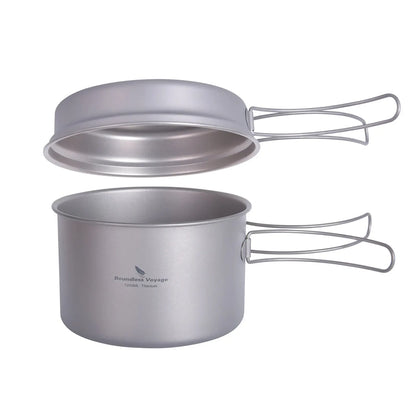 Boundless Voyage Titanium Pot Pan Set with Folding Handles Camping Cookware Hiking Outdoor Tableware-EXPROTAS