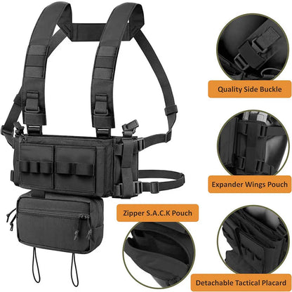 MOLLE Chest Rig Dangler Pouch Camo Vest Tactical Hunting Airsoft Training Bag