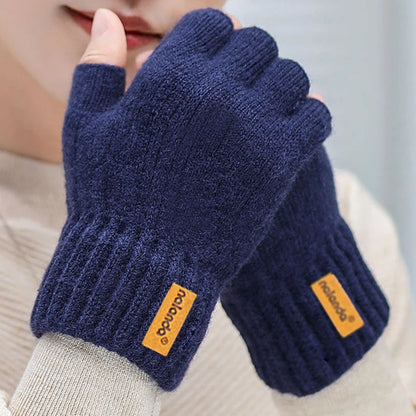 Knitted Gloves Fingerless Winter Warm Thermal Mittens for Men Women Unisex