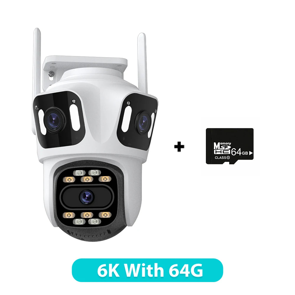 Three Lens PTZ IP Camera Outdoor 6K HD Three Screen WiFi Security Camera Auto Tracking 4K Dual Len Wirelss CCTV Camera iCsee-EXPROTAS