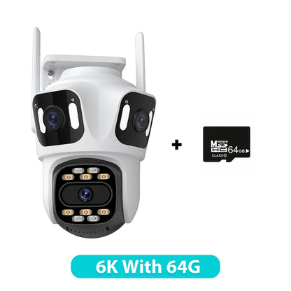 Three Lens PTZ IP Camera Outdoor 6K HD Three Screen WiFi Security Camera Auto Tracking 4K Dual Len Wirelss CCTV Camera iCsee-EXPROTAS