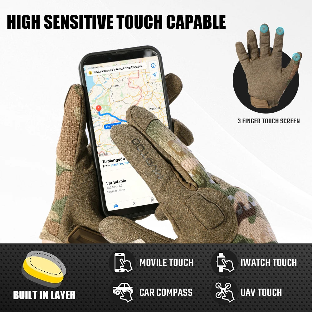 Tactical Full Finger Gloves Touch Screen Airsoft Military Combat Shooting Gear