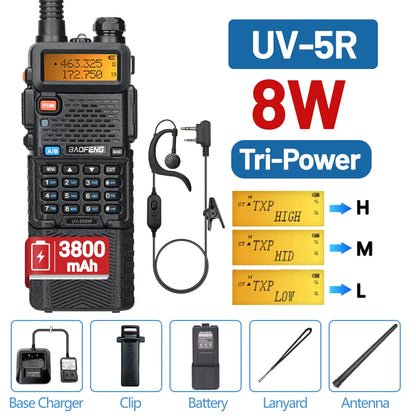 Baofeng Two Way Radio Walkie Talkie Dual Band UHF VHF 5W 8W Ham