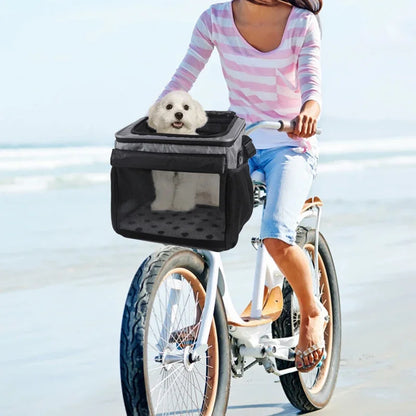 Dog Cat Bike Basket Expandable Pet Carrier Backpack 4-Door Foldable Bike Carrier
