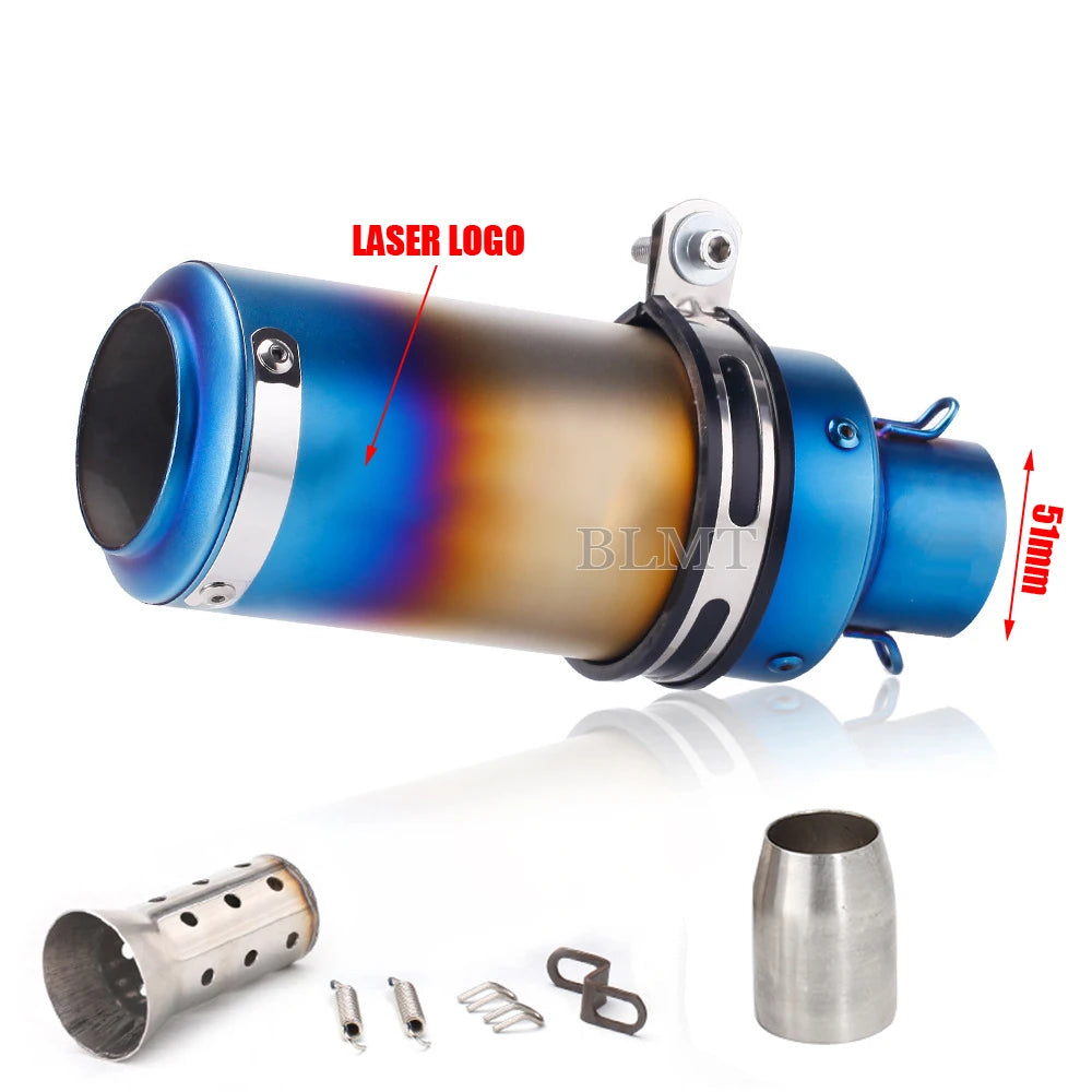 Universal Stainless Steel Slip-On Exhaust Muffler Carbon Look with DB Killer 51-60mm