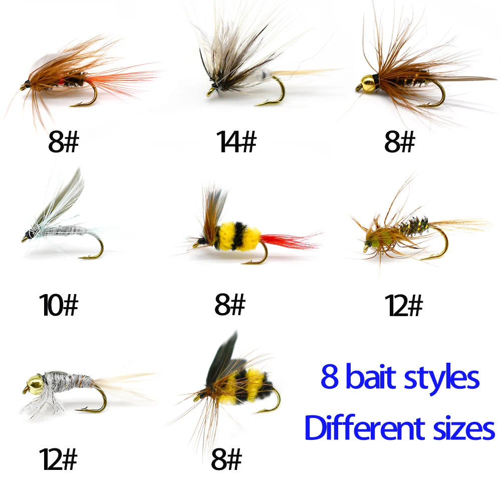 32Pcs Fly Box Assorted Fishing Flies Nymphs Dry Wet Streamers Lures