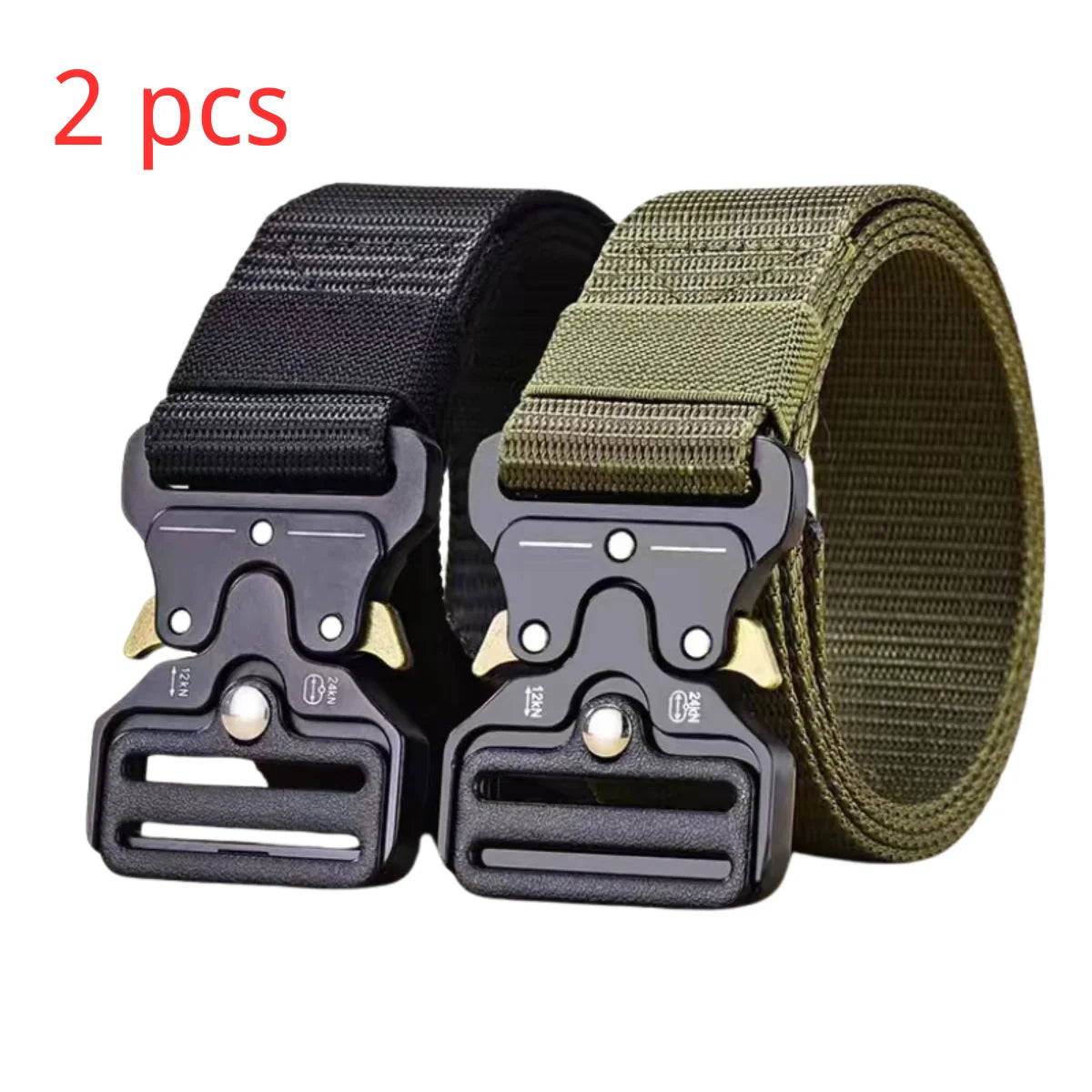 Men's Buckle Tactical Belt Red Ears Plastic Multifunctional Military Canvas
