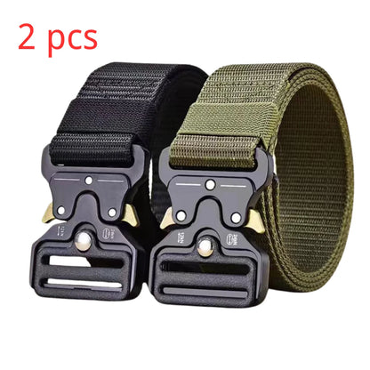 Men's Buckle Tactical Belt Red Ears Plastic Multifunctional Military Canvas