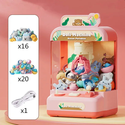 Automatic Doll Machine Toy for Kids Mini Cartoon Coin Operated Play Game Claw Crane Machines with Light Music Children Toy Gifts-EXPROTAS