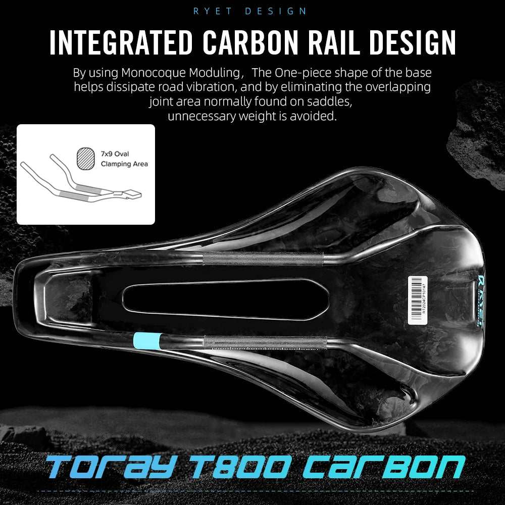 RYET 3D Printed Full Carbon Saddle 135/145/155mm for MTB Gravel Road Bike