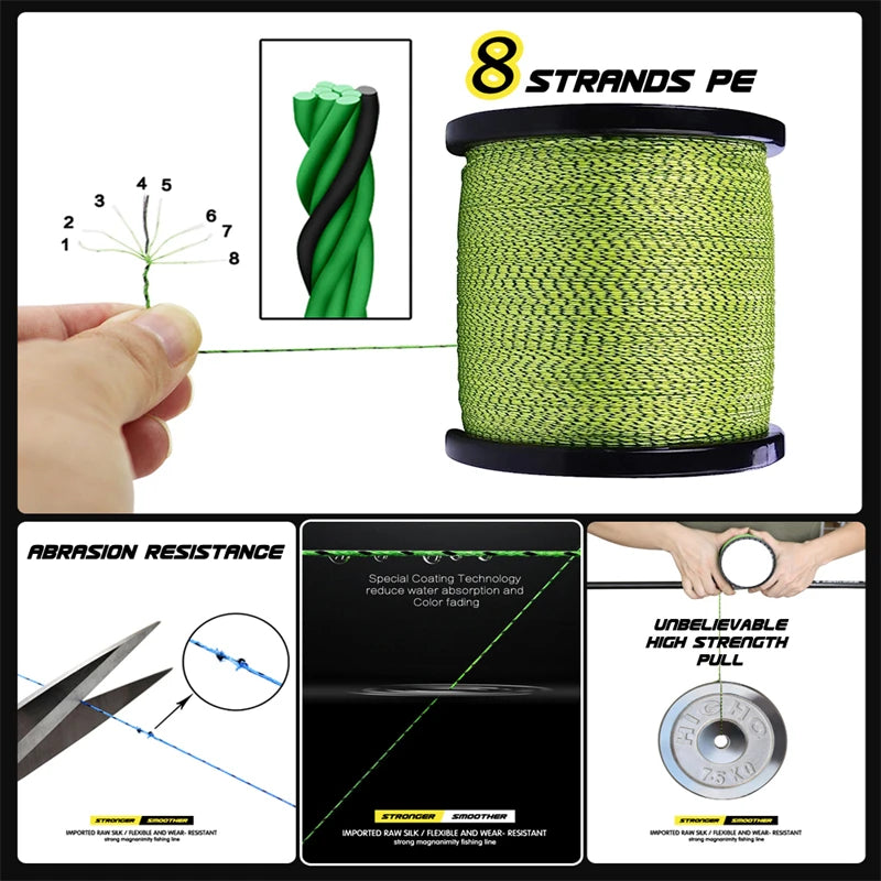 1000m Fishing Wire Braided PE Multifilament Sea Carp Line