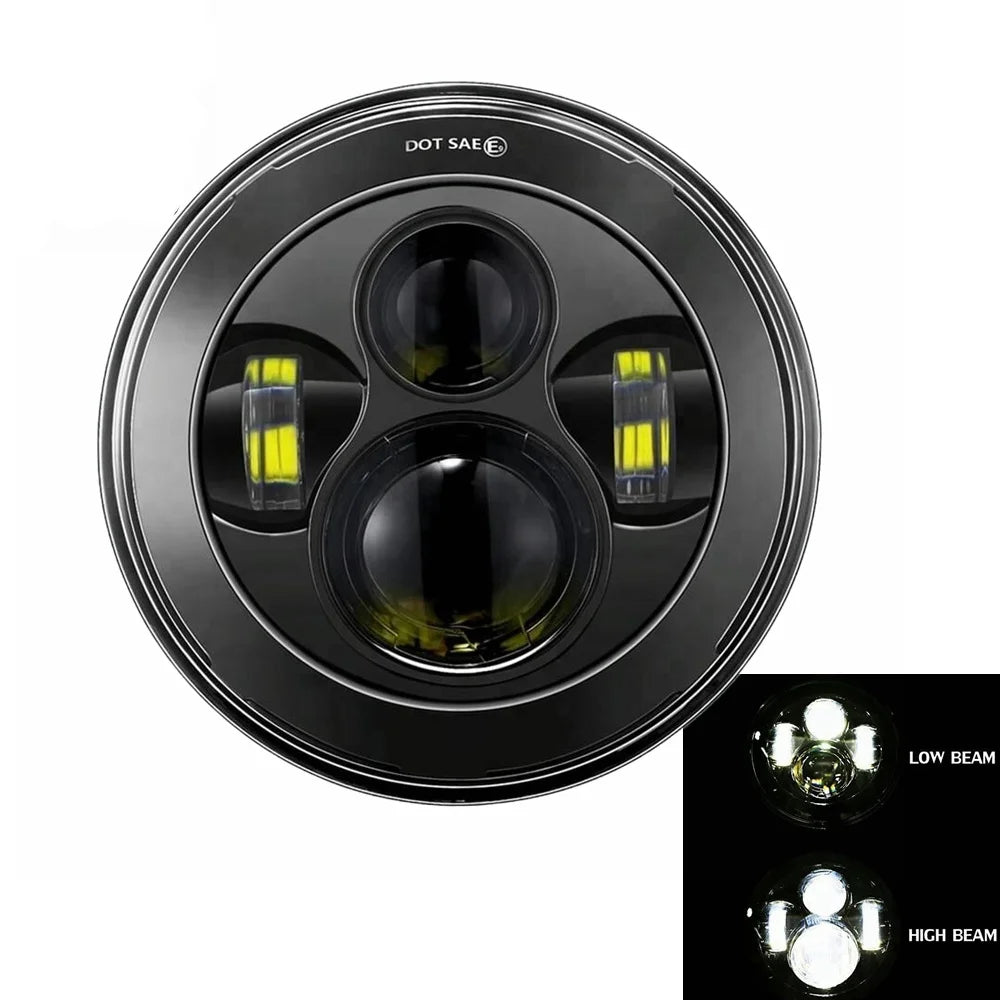 7" LED Headlight w/ DRL Angel Eyes for Harley Honda Yamaha Jeep H4