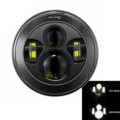 7" LED Headlight w/ DRL Angel Eyes for Harley Honda Yamaha Jeep H4