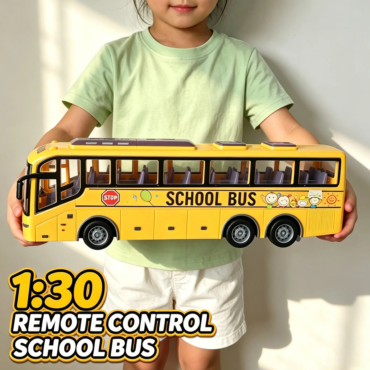 1/30 Electric RC Control Bus Light Remote Tour School City Model Kids