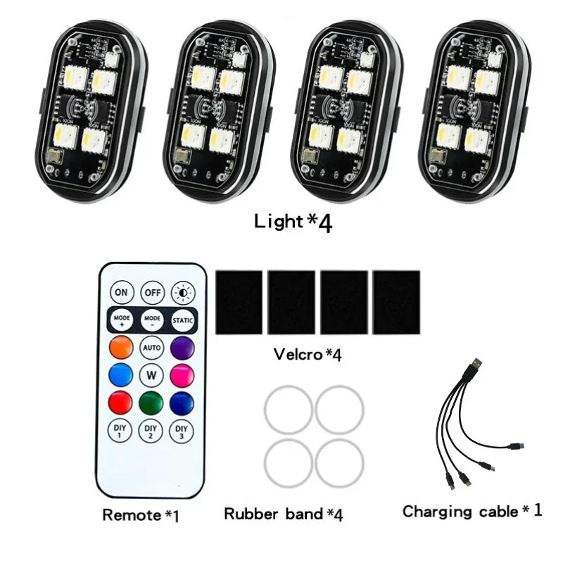 Wireless LED Strobe Lights for Motorcycle with USB Charging
