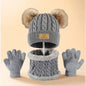 3PC Boys Hat Gloves Winter Set for Kids Warm Knitted Beanie Scarf