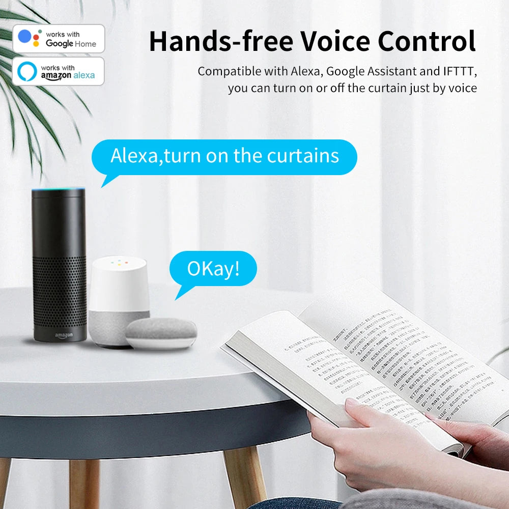 Tuya Smart Curtain Motor WiFi Zigbee RF Remote Alexa Google App Control - EXPROTAS