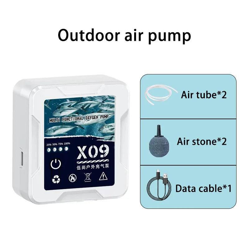 2400mAh USB Aquarium Fish Tank Oxygen Pump Portable Rechargeable Aerator