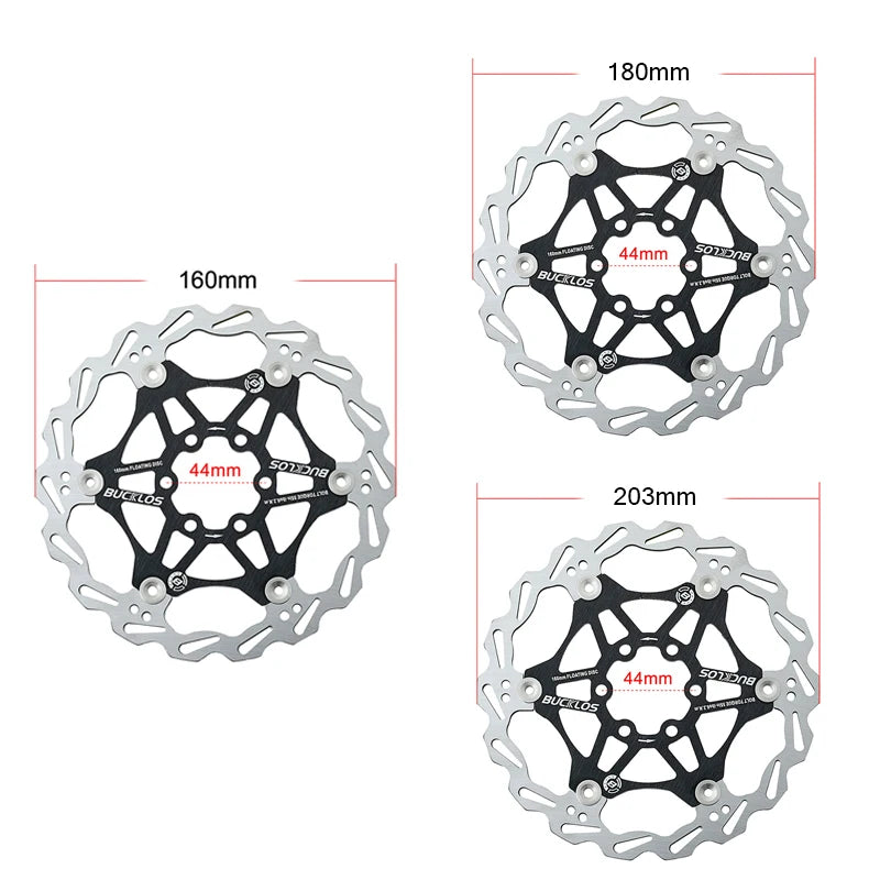 BUCKLOS MTB Floating Disc Brake Rotors 2pc 160mm 180mm 203mm Bicycle