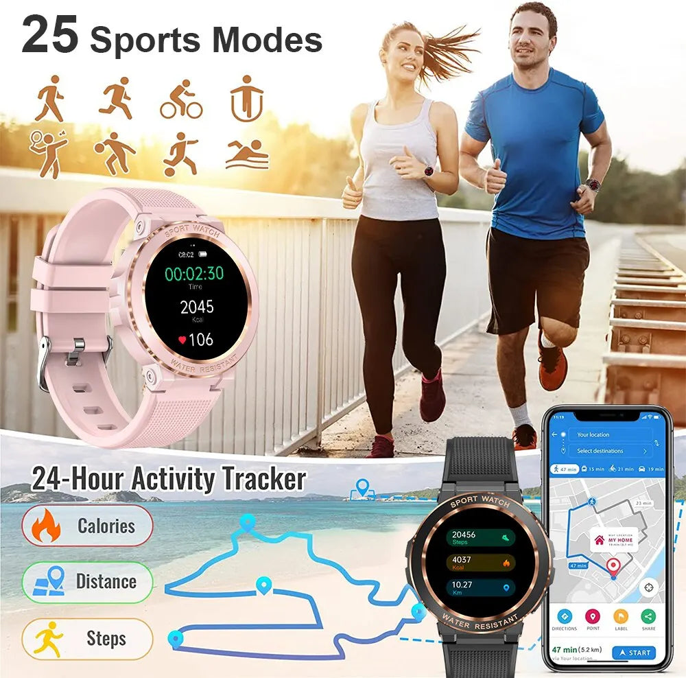 MEVADEN Sport Smart Watch Women Bluetooth Call Smartwatch IP68 Waterproof Fitness Tracker Health Monitoring for IOS Android MK60-EXPROTAS