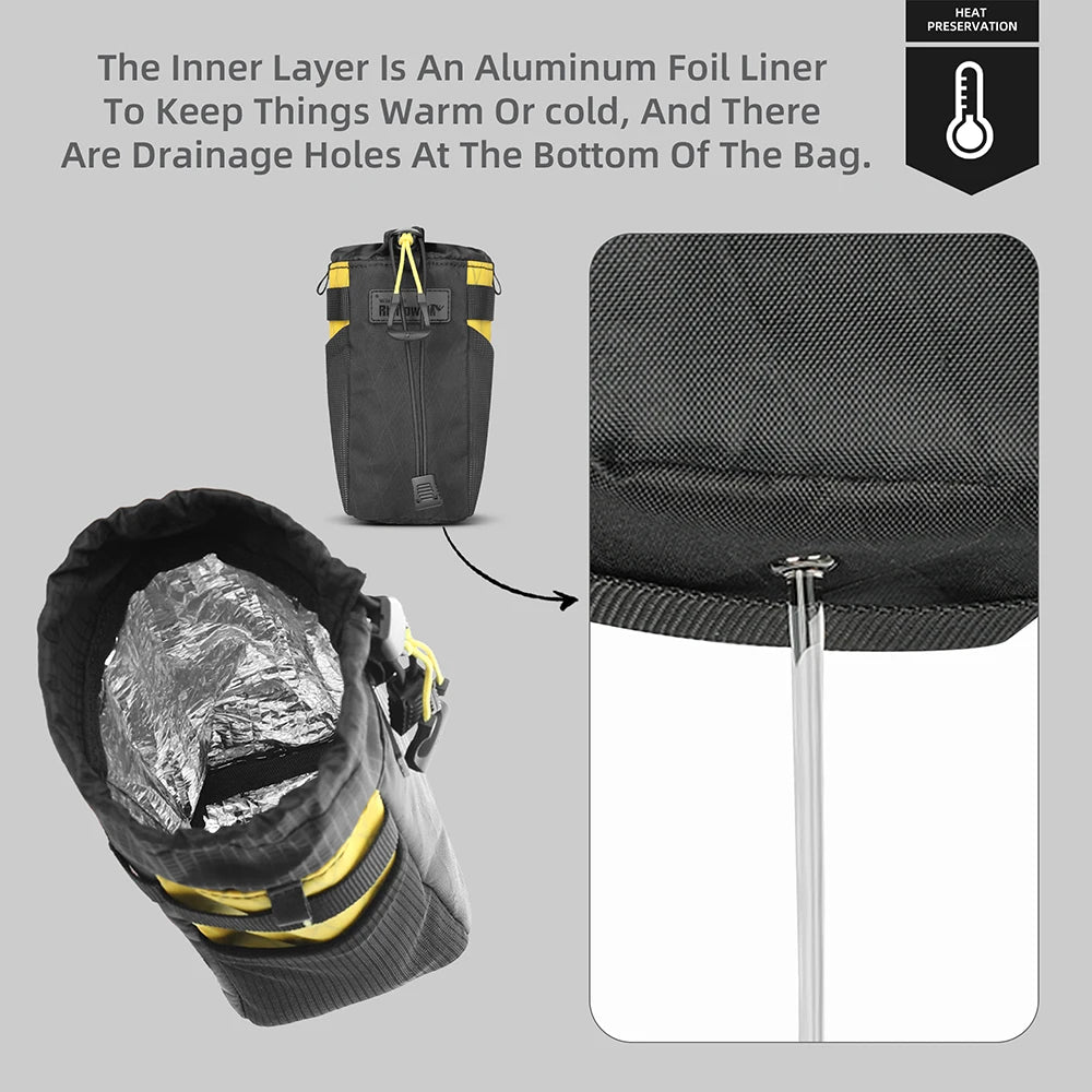 Rhinowalk Bike Water Bottle Carrier Pocket Pouch Bike Insulated Handlebar Tool Bag Touring Commuting Pouch Fit MTB Road Bike