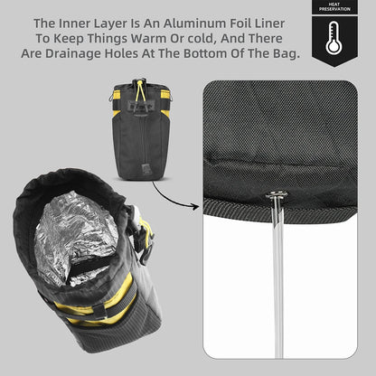 Rhinowalk Bike Water Bottle Carrier Pocket Pouch Bike Insulated Handlebar Tool Bag Touring Commuting Pouch Fit MTB Road Bike