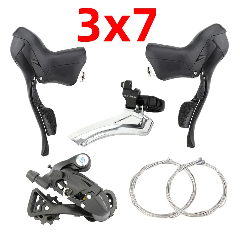 MicroNEW Road Bike Shifters 2×7–2×10 3×7–3×11 Brake Lever Set Compatible Shimano - EXPROTAS