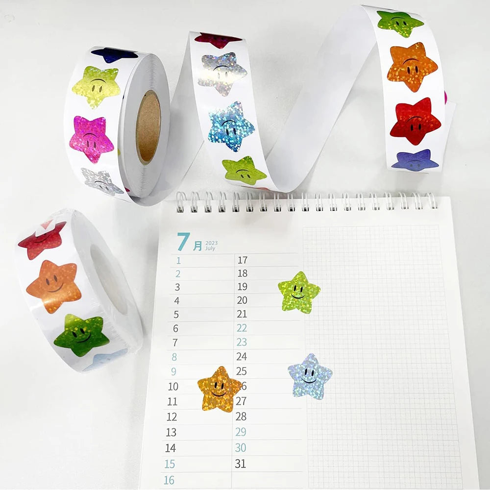 500Pcs Holographic Star Stickers Reward Labels School Teacher Kids
