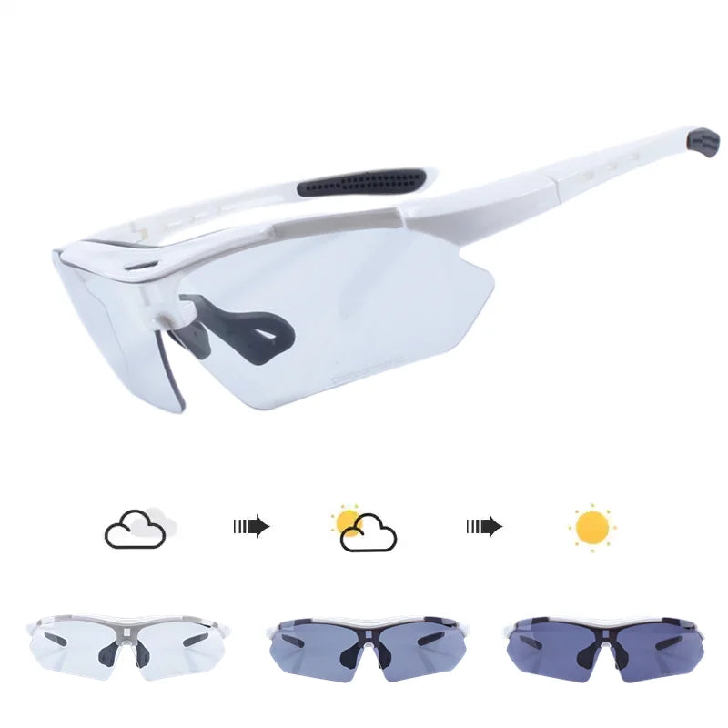 Photochromic Cycling Sunglasses TR90 Auto Lens MTB Road Bike Sports Eyewear