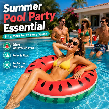 1PC Watermelon Inflatable Swim Ring, Adult Pool Float, Thickened PVC Floats, Summer Beach Water Toy Pool Party Ring