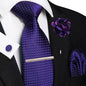 Men's Plaid Tie Clip Set with Pocket Square Cufflinks Wedding Accessories