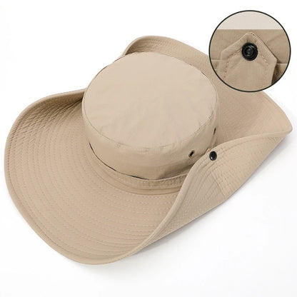 Men's Bucket Hat Mesh Wide Brim Sun Cap Fishing Hiking Outdoor Summer