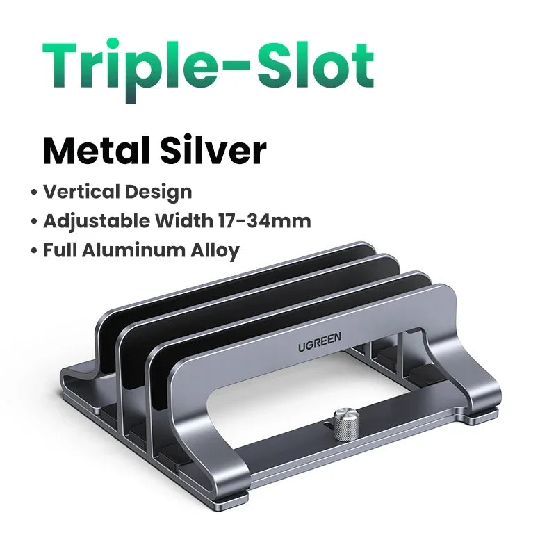 UGREEN Vertical Laptop Stand For MacBook Air Pro Triple Slots Aluminum Notebook Stand For MacBook Pro Tablet iPad Phone Holder-EXPROTAS