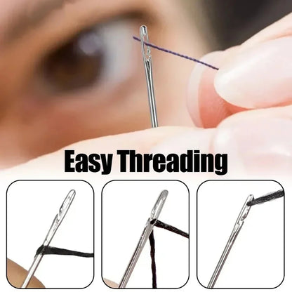 30Pcs Stainless Steel Blind Sewing Needles Self Threading for Elderly DIY