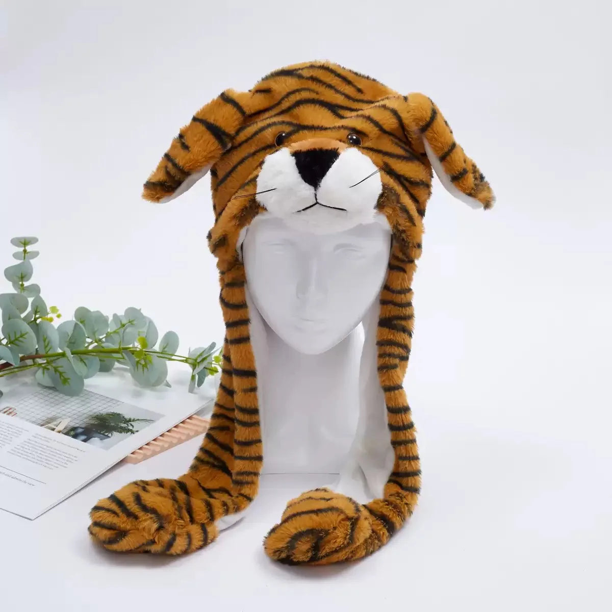 Tiger Ear Moving Hat Cartoon Long Ears Cold Weather Animal Earmuff