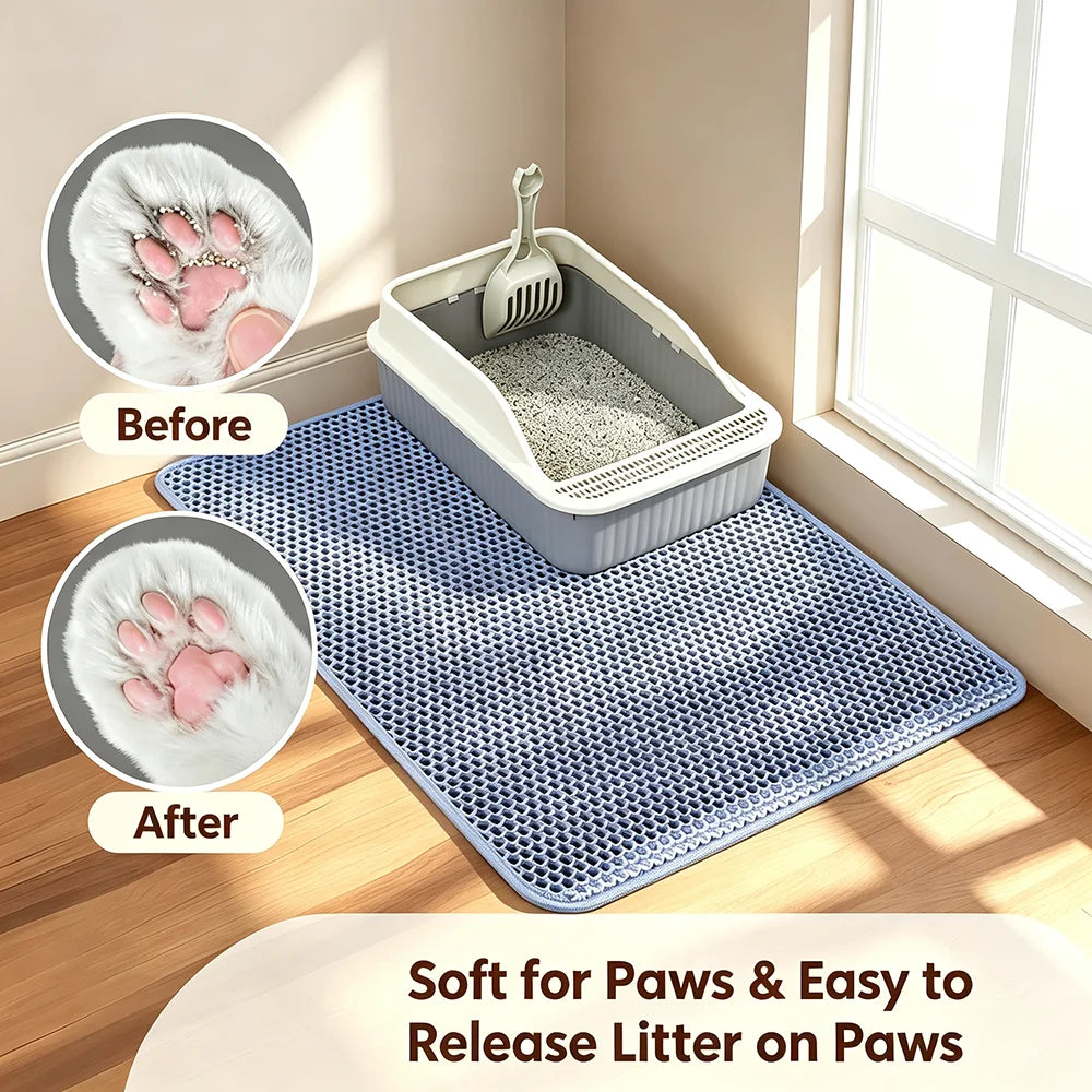 Cat Litter Mat Non-Slip Double Layer Big Box Filter Mat for Pets