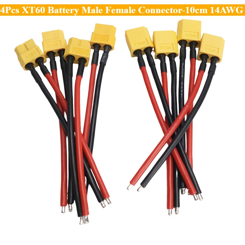 4Pcs Silicone Wire Cable XT60 Male Female Connector 10cm 14AWG for RC Lipo