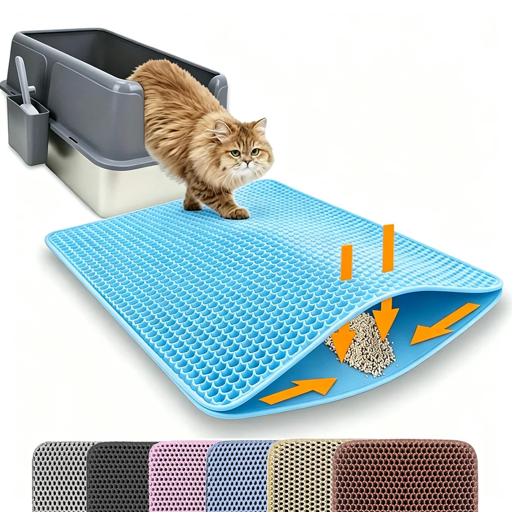 Cat Litter Mat Non-Slip Double Layer Big Box Filter Mat for Pets