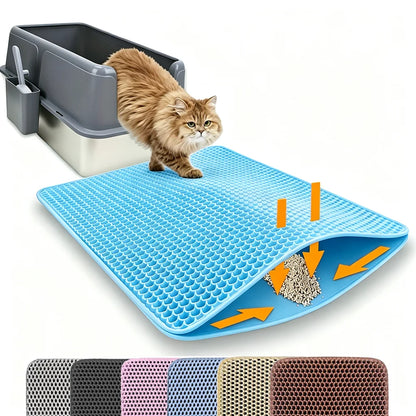 Cat Litter Mat Non-Slip Double Layer Big Box Filter Mat for Pets