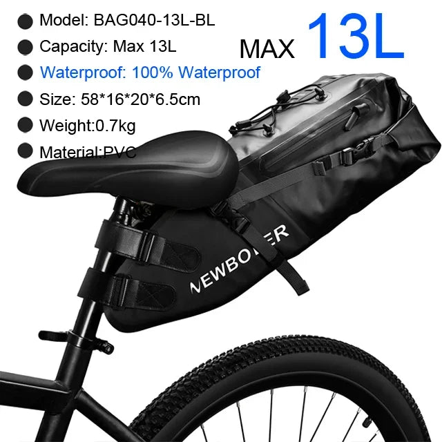 Bicycle Saddle Bag Waterproof 10L 13L Large Capacity Bike Tail Pannier