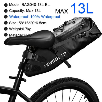 Bicycle Saddle Bag Waterproof 10L 13L Large Capacity Bike Tail Pannier