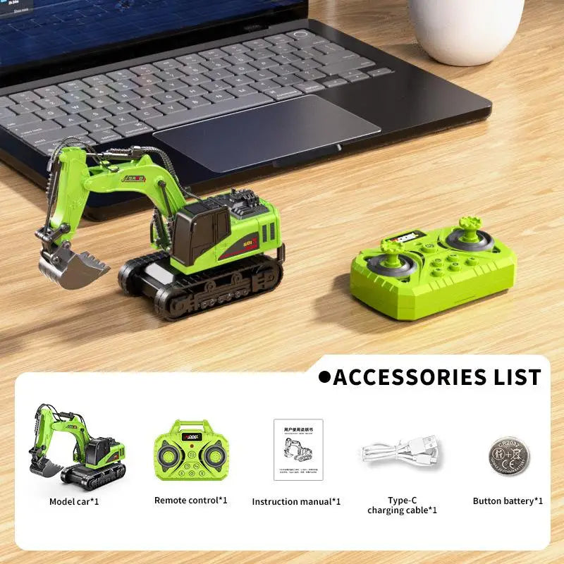 Mini Remote Excavator 1/64 Scale RC Control Model Toy for Boys Adults