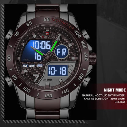 NAVIFORCE Men's Digital Sport Watch | LED Quartz Waterproof Luminous Military Style