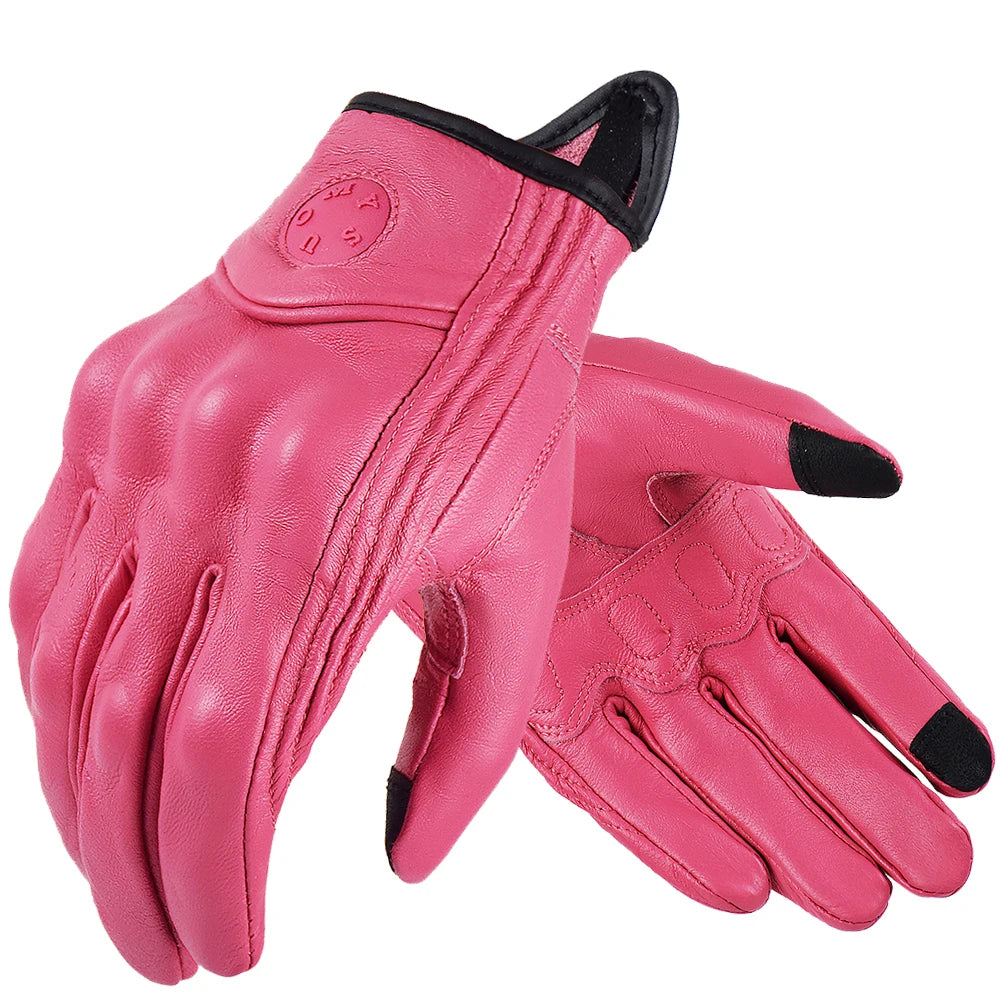Suomy Vintage Goatskin Motorcycle Gloves Brown Retro Leather Summer Unisex