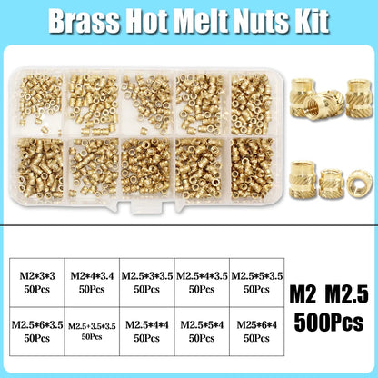 M2–M8 Brass Heat Insert Nut Set for 3D Print Hot Melt Threaded Embed