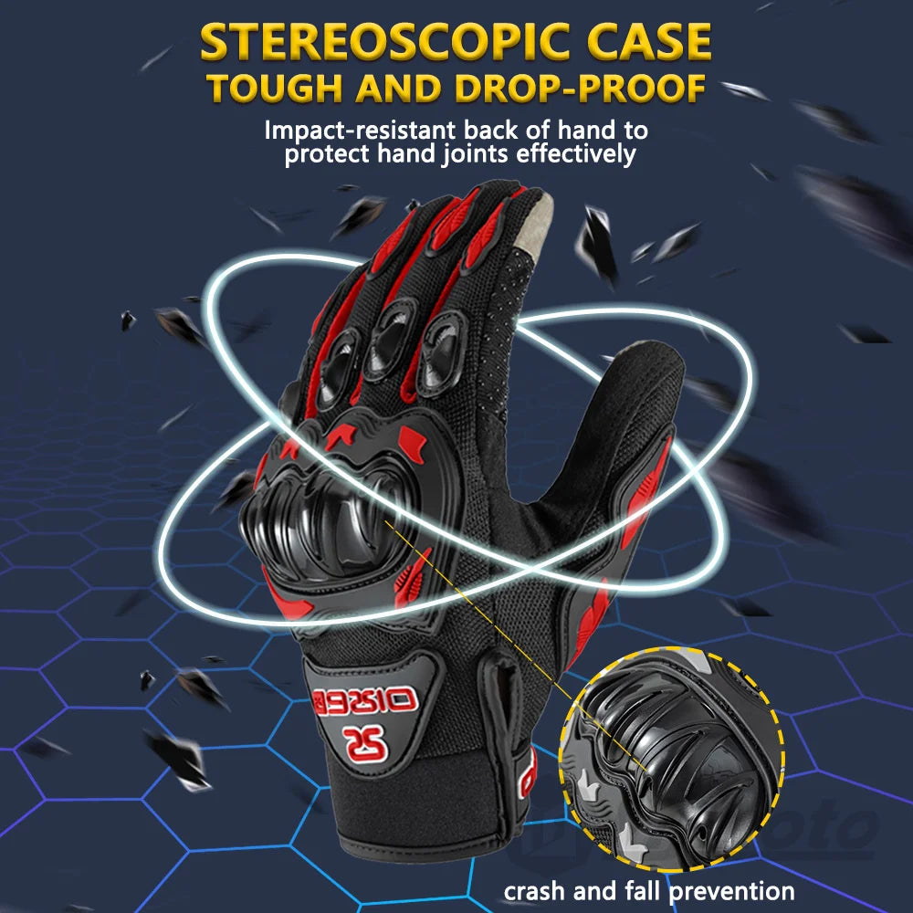 EXPROTAS Full Finger Motorcycle Gloves Non-slip Touch Screen Biker Gear