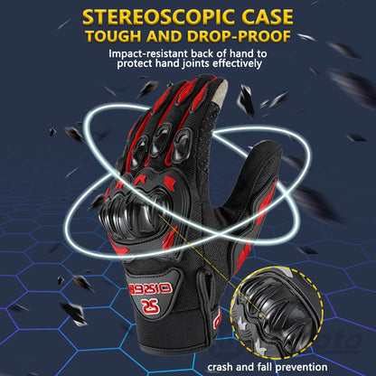 EXPROTAS Full Finger Motorcycle Gloves Non-slip Touch Screen Biker Gear