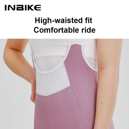 High Waist Cycling Bib Shorts INBIKE Womens Summer MTB Road Bike Padded